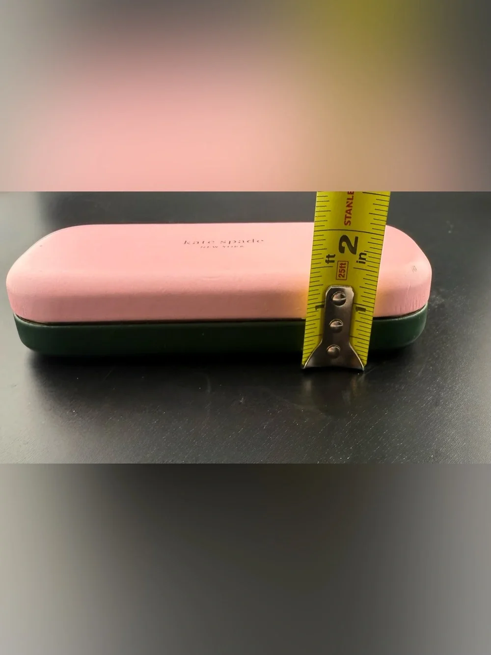 Kate Spade pink & green, hard shell eyeglass case.